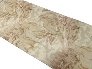 岩山に樹木模様織り出し　袋帯